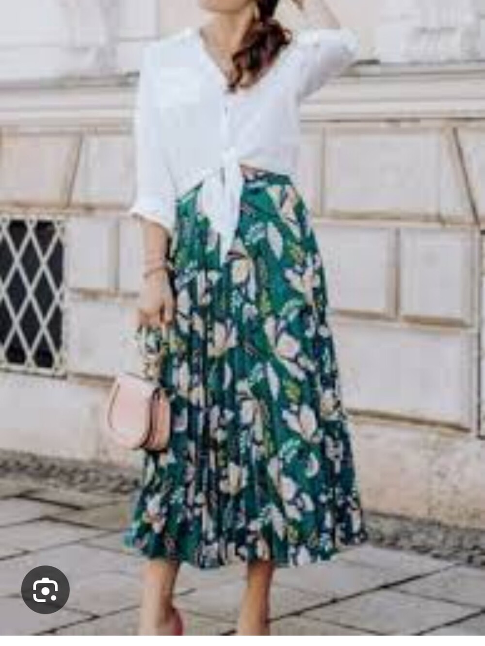 Boden Camilla Pleated Vibrant Green Floral Midi Skirt 16/18